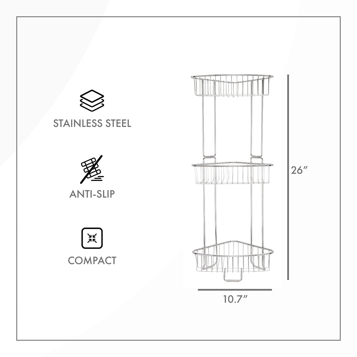 Rust-Proof Corner Shower Caddy - shelves detail
