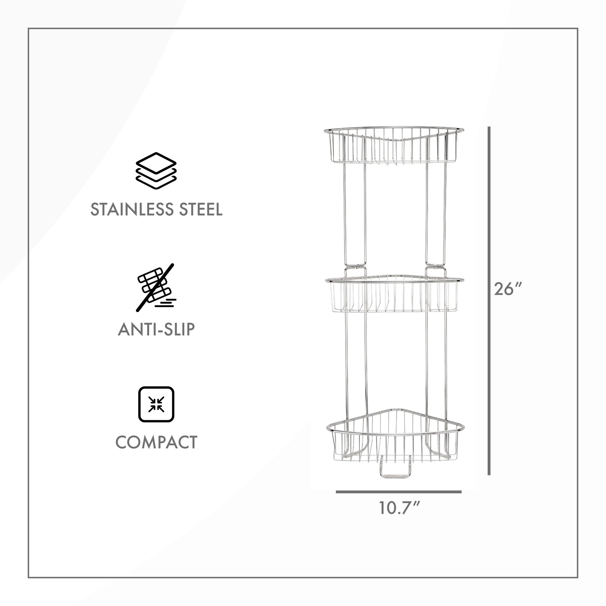 Rust-Proof Corner Shower Caddy - shelves detail